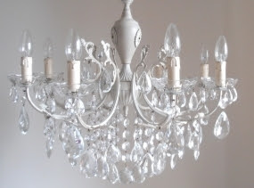 Stunning US compatible 8 arms Milan Chic Chandeliers, Italian vintage repurposed crystal chandelier, ivory shabby chic, FREE SHIPPING