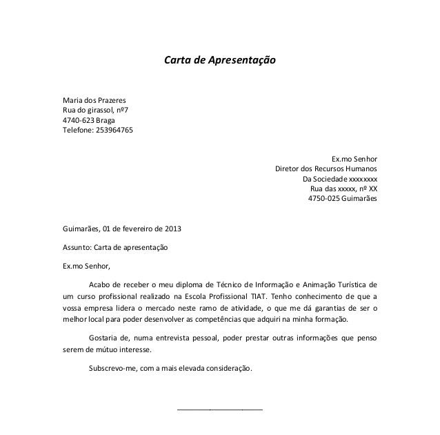 Carta De Apresentacao Candidatura Espontanea - Perodua m