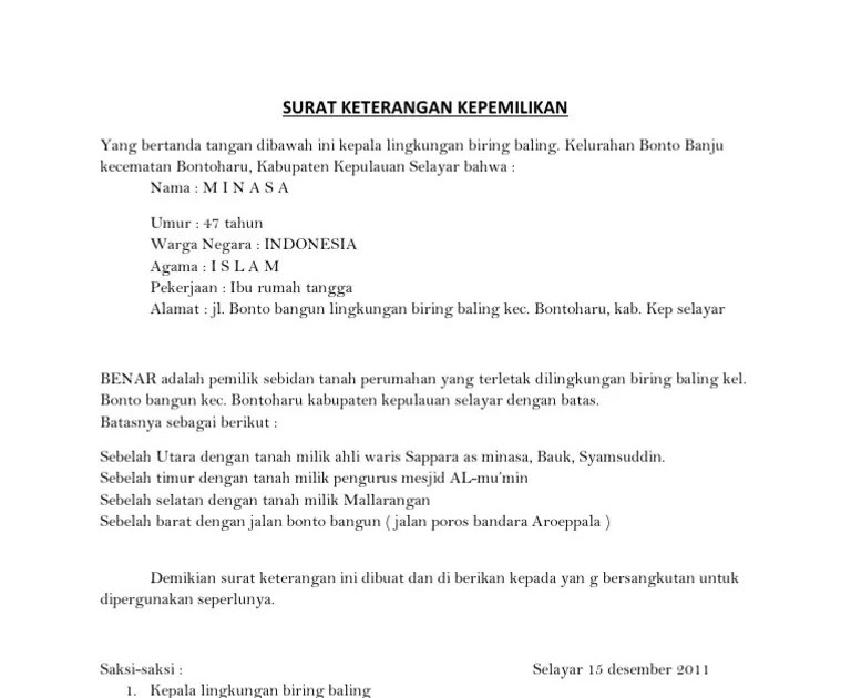 Surat Kuasa Kepemilikan Kendaraan Bermotor - Surat ...