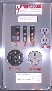 Disconnect the 50 amp rv breaker panel by switching off the main breaker. Rv Electrical Systems