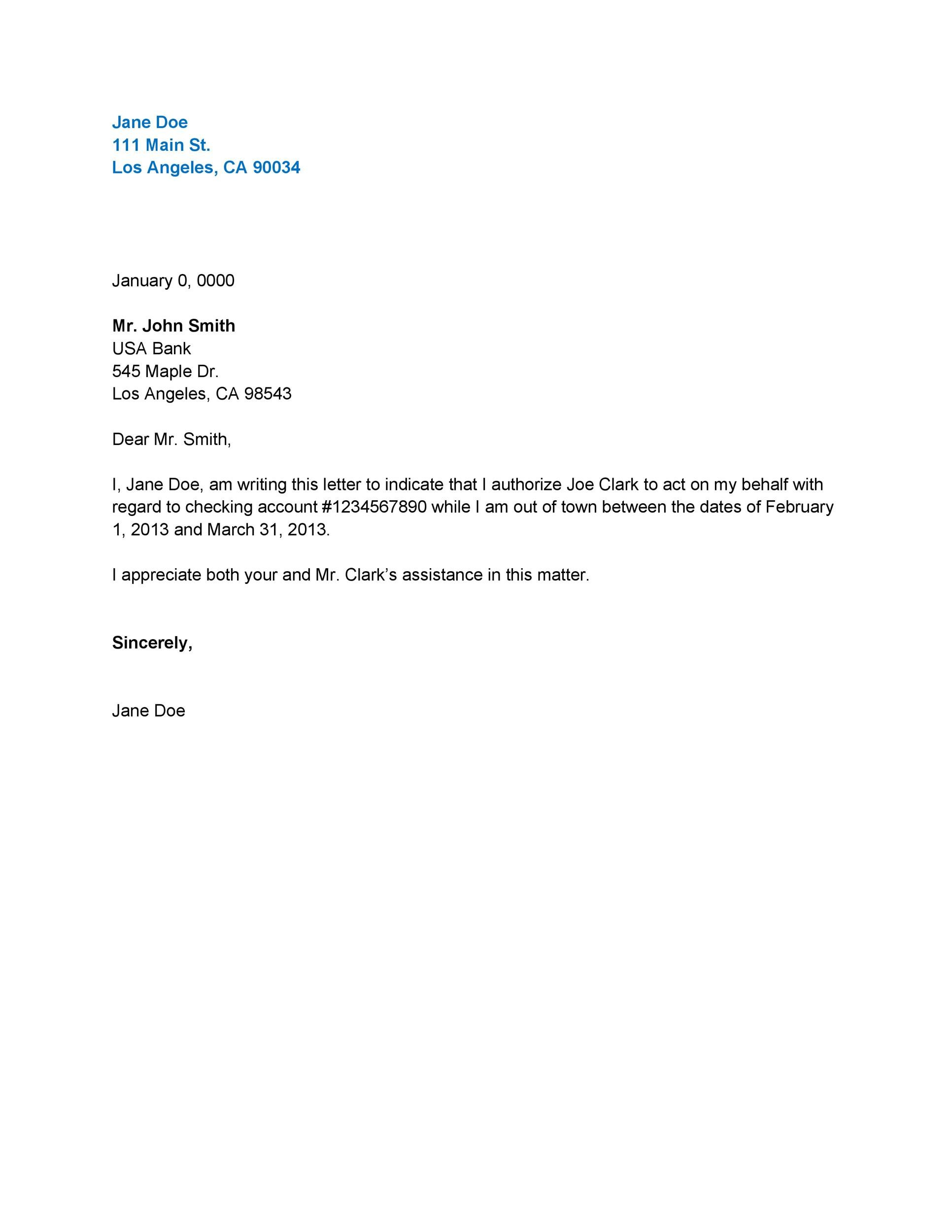Authorization Letter For Bank Letter