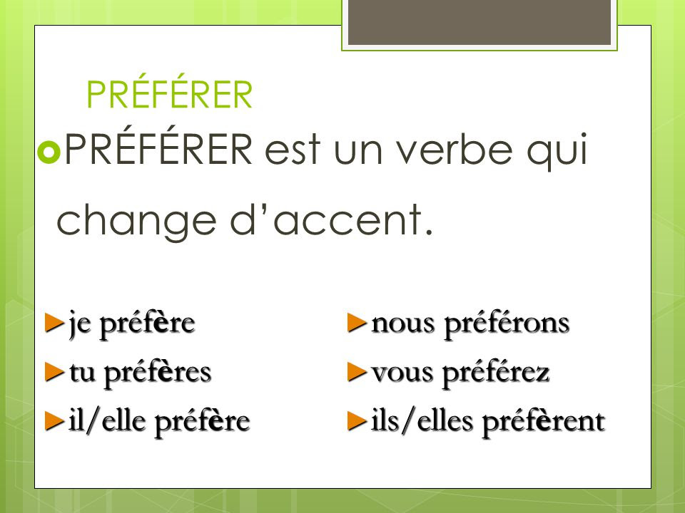 Résultat de recherche d'images pour "le verbe préférer"