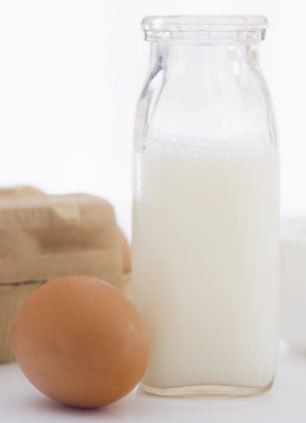 Cage Free Eggs and Bottle of Organic Milk