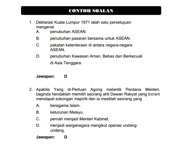 Contoh Soalan Pembantu Tadbir Perkeranian Operasi N19 