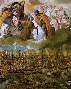 The Battle of Lepanto (c. 1572, oil on canvas,...