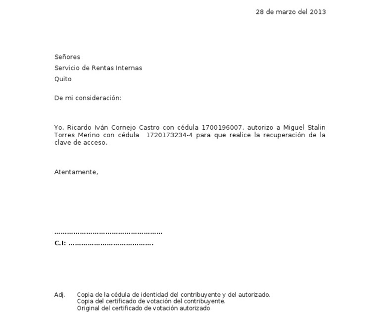 Carta De Autorizacion Para Gestion De Documentos - Quotes 