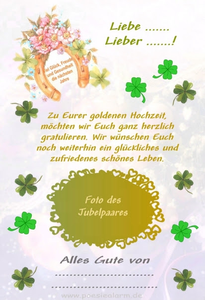 Eine fünfzigjährige ehe ist selten und verdient schöne worte, die zum ehepaar passen. Goldene Hochzeit