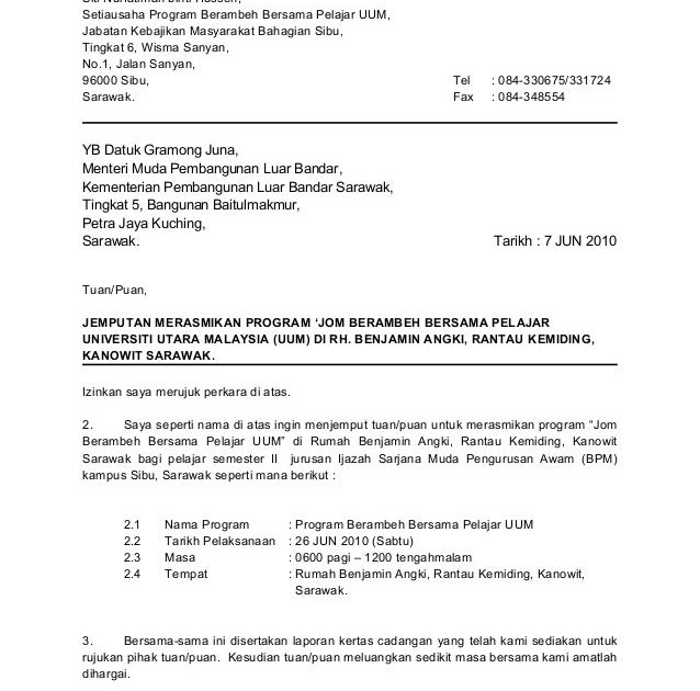 Surat Rasmi Kepada Dato - Rasmi Re