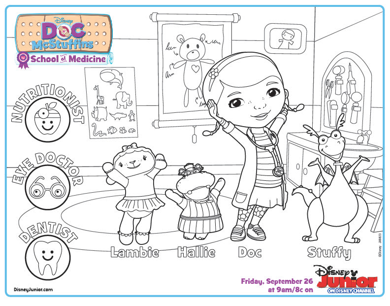 Doc mcstuffins coloring pages and crafts | disney junior. Doc Mcstuffins School Of Medicine Coloring Page Disney Junior India