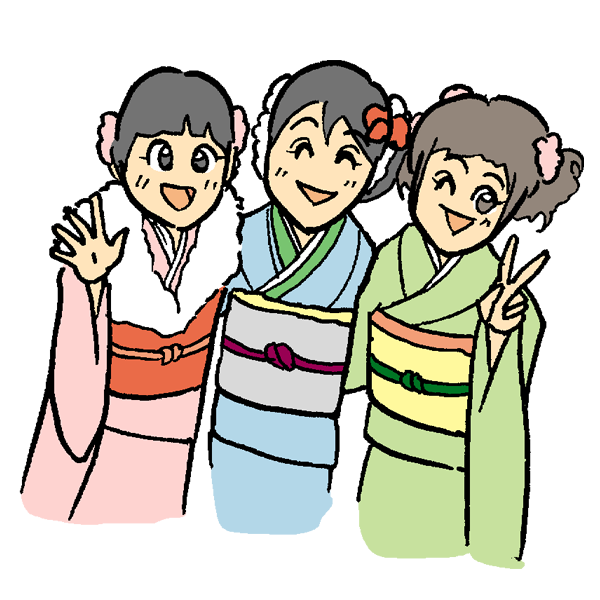 かわいい動物画像 元の振袖 イラスト かわいい