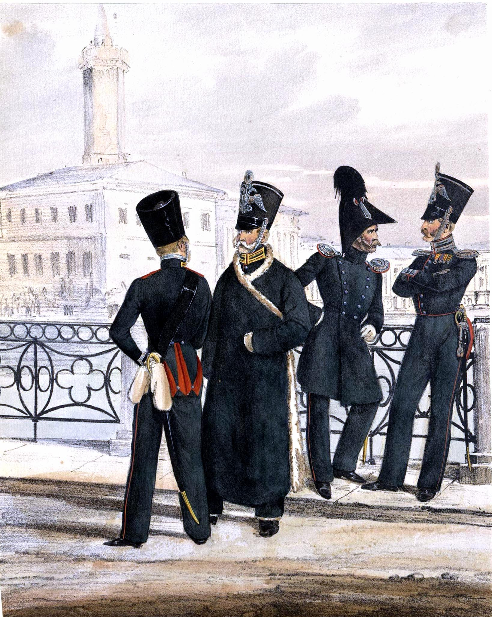 028. Kaiserthum Russland Garde-Invaliden: Unteroffizier, Gemeiner, Subaltern-Offizier in kleiner u. grosser Uniform / Российская империя