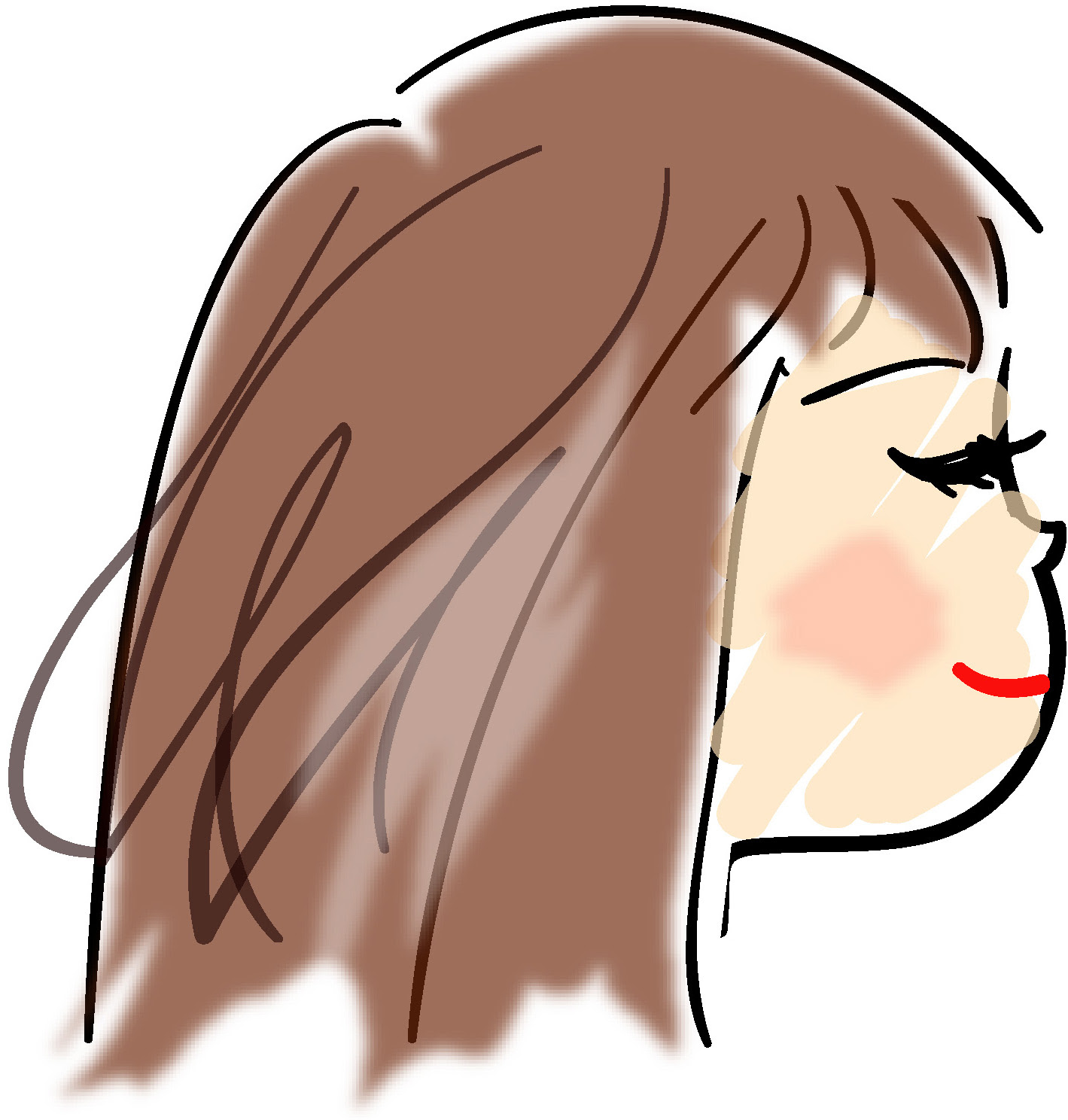 ラブリー女性 横顔 イラスト 右向き ただのディズニー画像