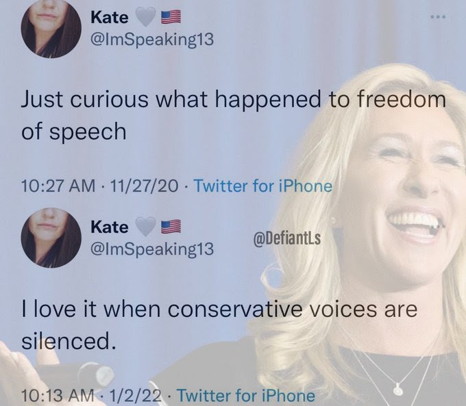 Hypocrite Kate wonders what happened to freedom of speech then advocates for censorship.