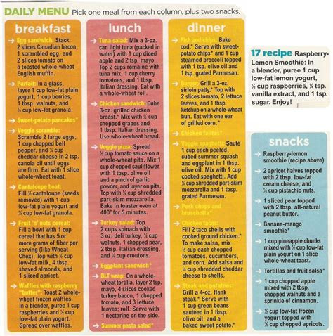 Daily Diet Menu To Lose Weight