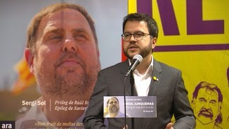 El vicepresident de la Generalitat, Pere Aragonès, en la presentació d'un llibre sobre Oriol Junqueras