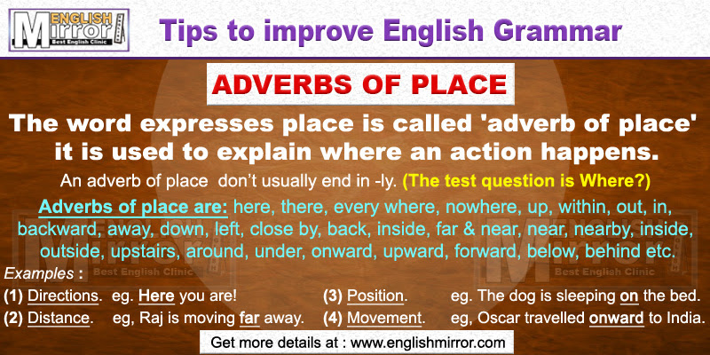 For adverbs of time, place, manner, frequency, and degree, we've provided examples that. Adverbs Of Place A Word Used To Explain Where An Action Happens English Mirror