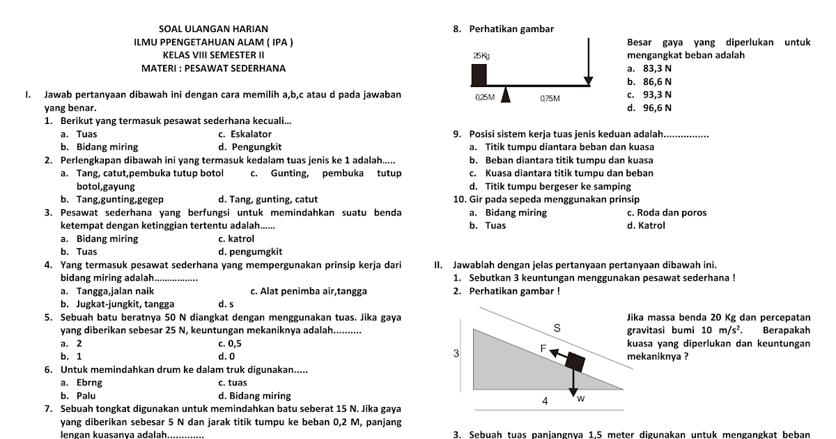 Soal Fisika Kelas 8 Semester 2 Beserta Jawabannya - Dunia Sekolah ID