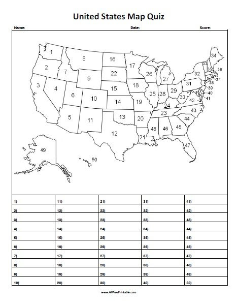 In this science quiz worksheet, students read and answer 5 short answer questions and 5 true and false questions involving different. United States Map Quiz Allfreeprintable Com