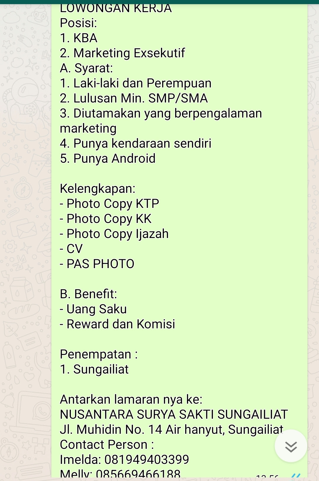 Lowongan Kerja Ijazah Smp Like And Share