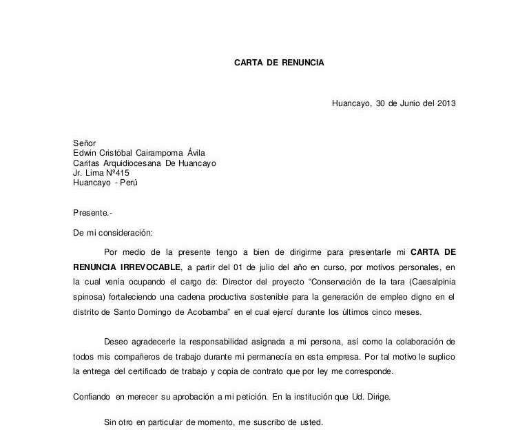 Carta De Renuncia Yahoo - l Carta De