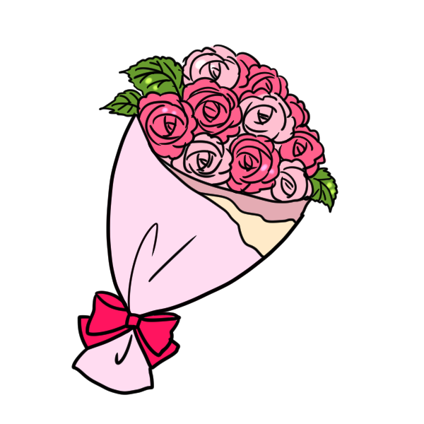 美しい花の画像 エレガントかわいい バラ の 花束 イラスト