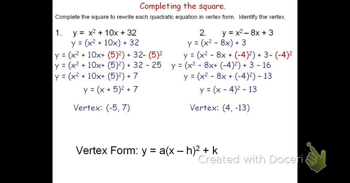 How To S Wiki 88 How To Complete The Square To Find Vertex Form