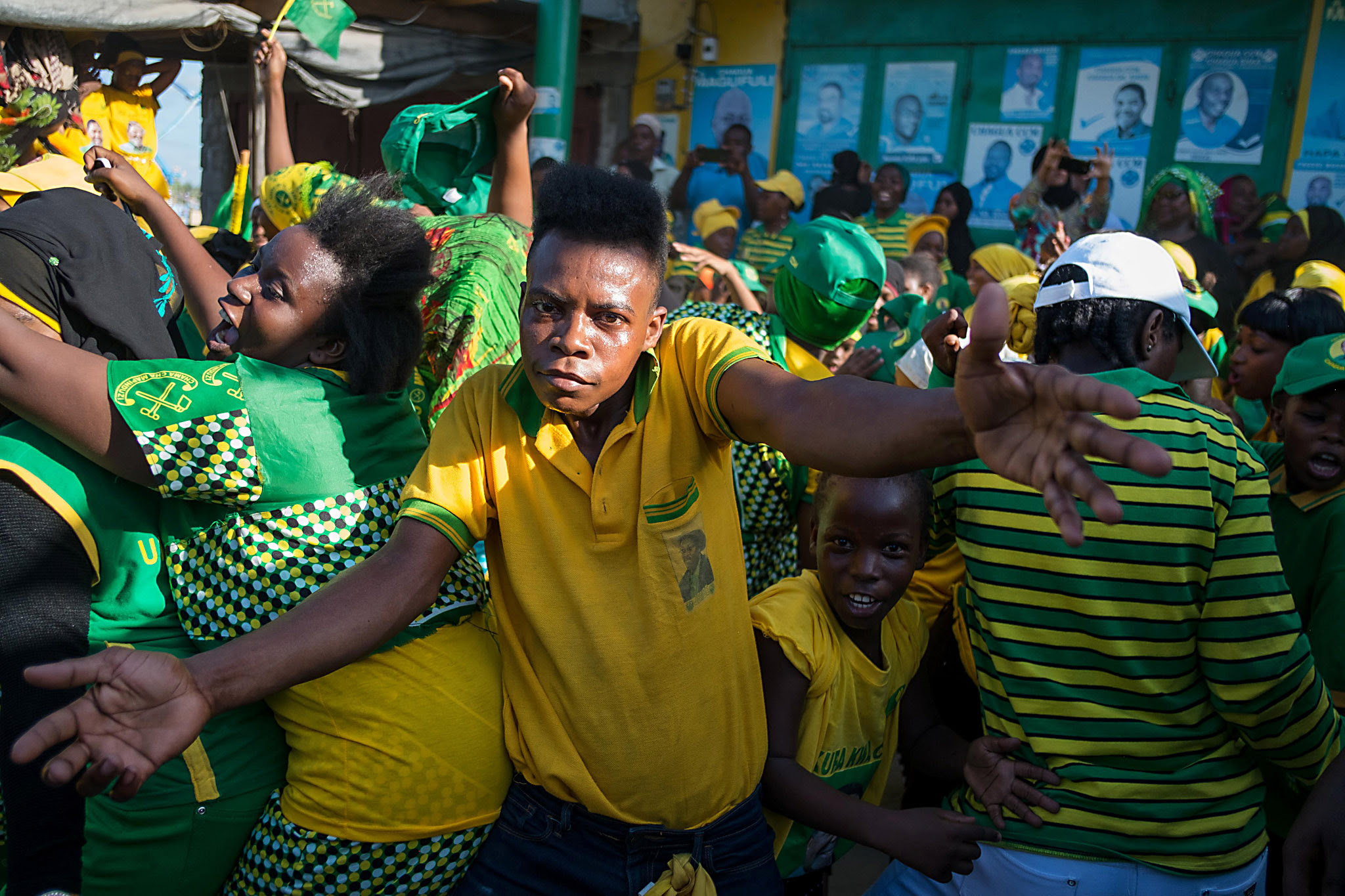 Supporters of ruling party Chama Cha Map...Supporters of ruling party Chama Cha Mapinduzi (CCM - Party of the Revolution) celebrate in the streets in Stone Town, Zanzibar on March 21, 2016, after the Zanzibar Electoral Commission announced that incumbent President Ali Mohamed Shein has won with over 90 percent the election re-run.    Election officials in Zanzibar on March 21 declared incumbent President Ali Mohamed Shein the winner of a weekend poll in Tanzania's semi-autonomous islands. Shein, of the ruling Chama Cha Mapinduzi (CCM) party, welcomed the announcement, a day after the presidential and legislative vote which was boycotted by the opposition.  / AFP PHOTO / DANIEL HAYDUKDANIEL HAYDUK/AFP/Getty Images