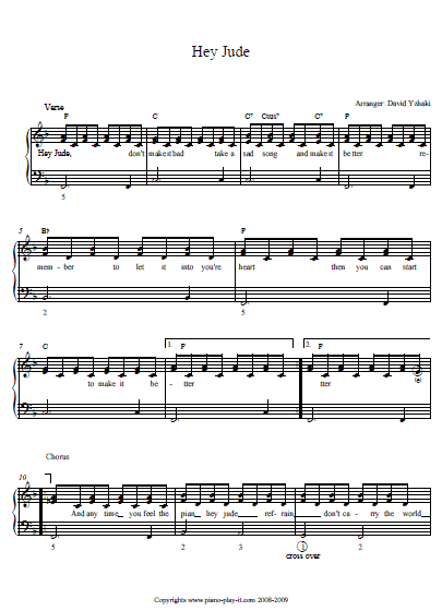 Sheet music cc is a site for those who wants to access popular sheet music easily, letting them download the sheet music for free for trial purposes. Beatles Hey Jude Piano Tutorial