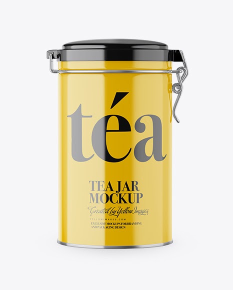 Download Metallic Round Jar Mockup - Glossy Tea Round Jar With ...