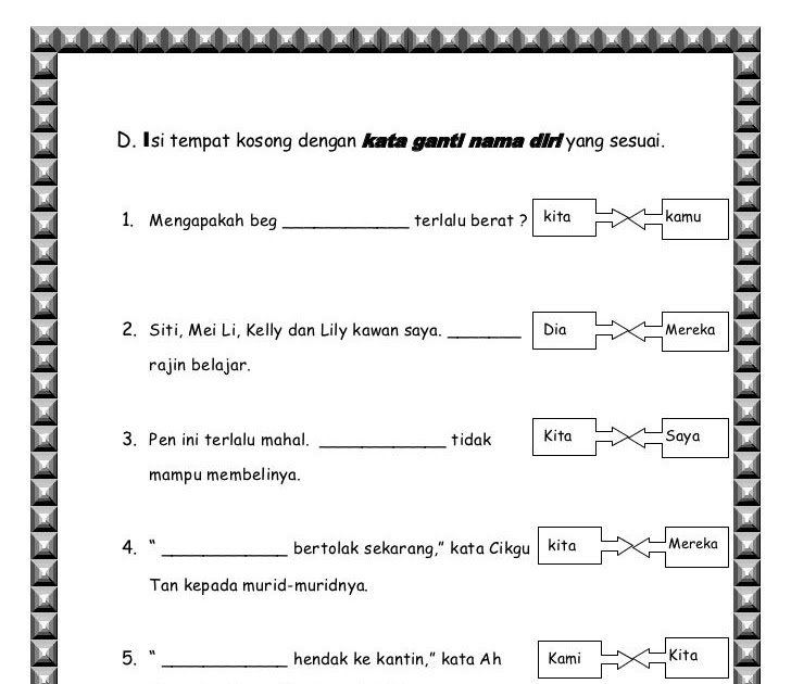 Contoh Soalan Objektif Kata Nama Am Soalan Bz