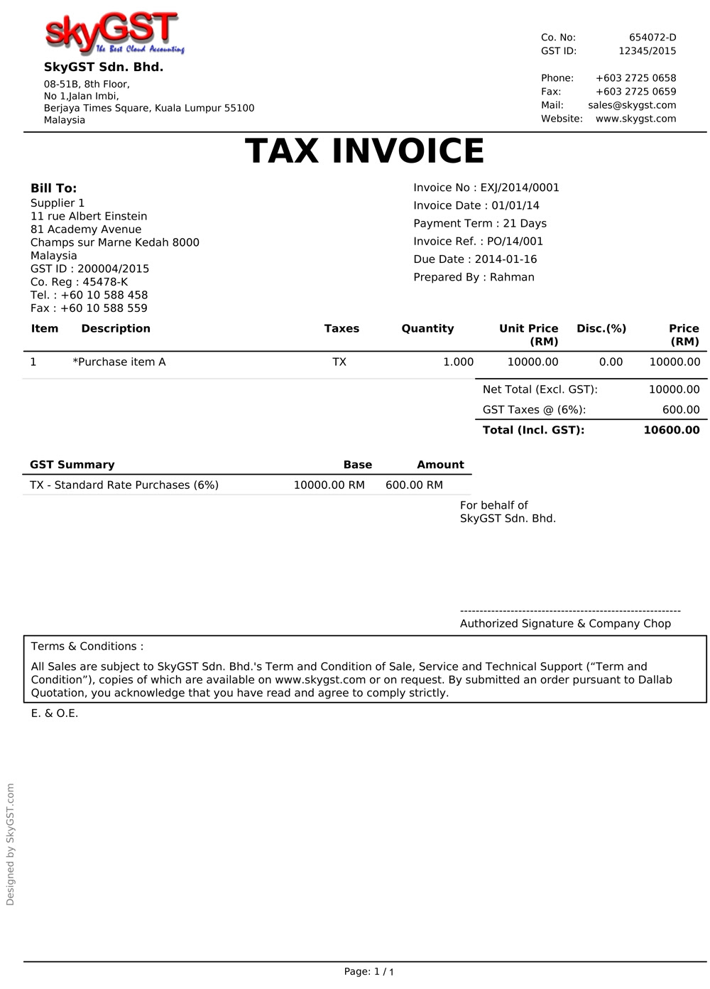 Contoh Invoice Gst Malaysia Feed Lowongan Kerja