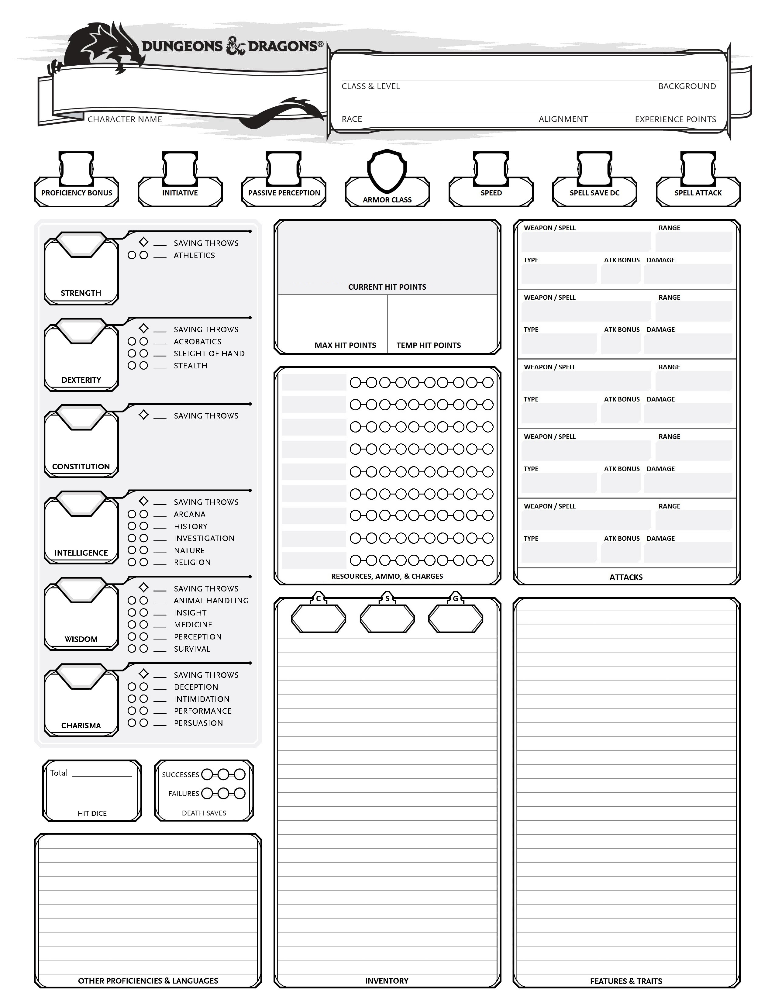 peaceful dd 5e character sheet printable pdf miles blog