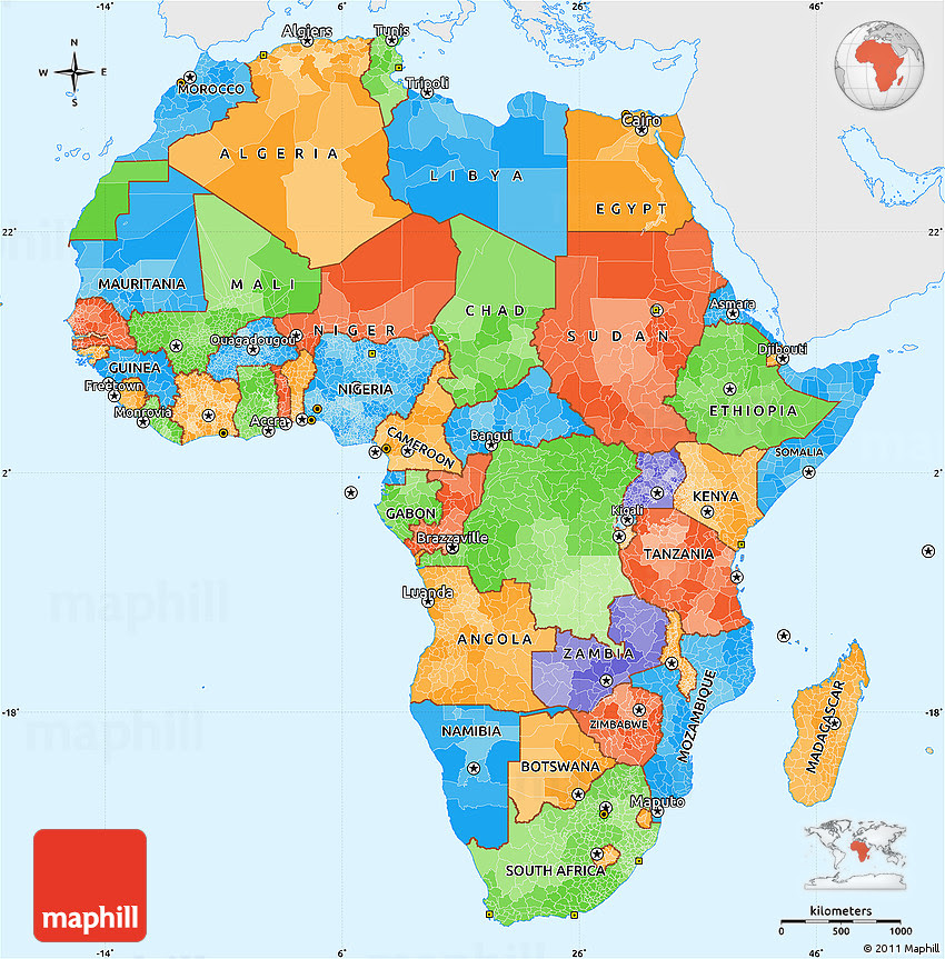 Africa is not only synonymous of safaris and wildlife spotting; Political Simple Map Of Africa Single Color Outside