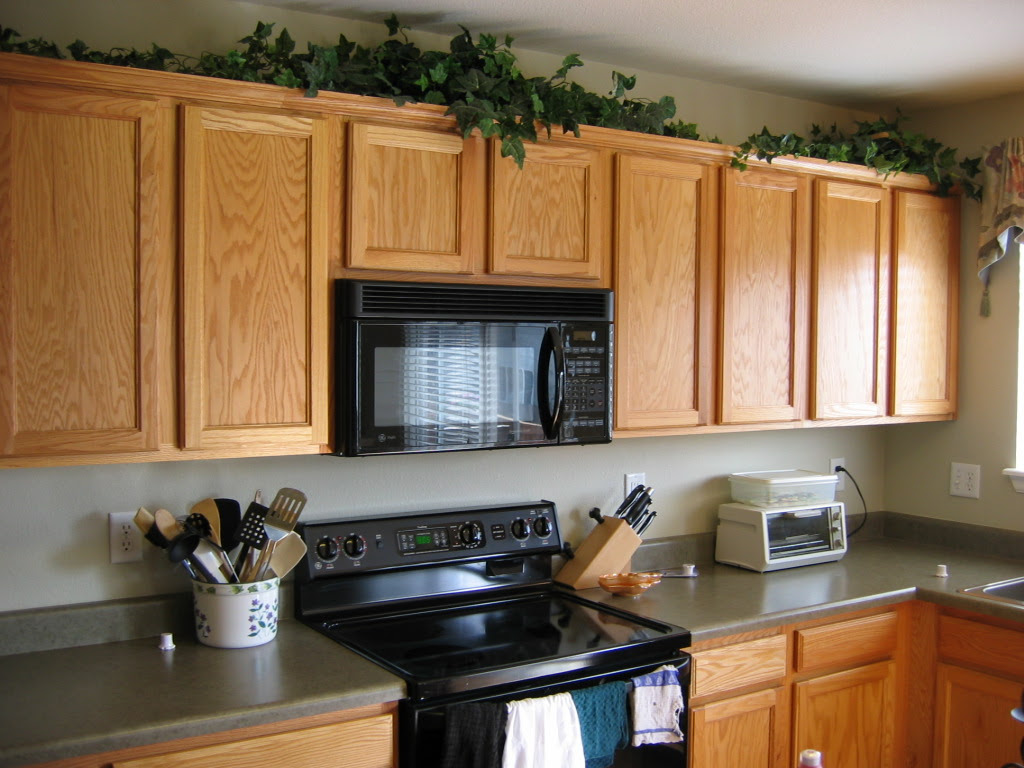 The doors have simple handler along with high tech microwave built in. Beautiful Kitchen Cabinets