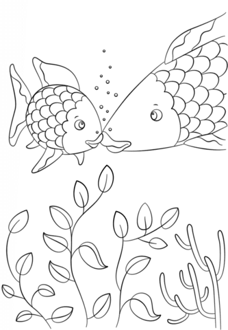 Six free printable fish shapes sets to use as stencils, patterns, or to decorate into fun fish craft projects. Small Fish Speaks To Rainbow Fish Coloring Page Free Printable Coloring Pages