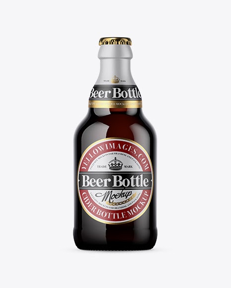 Download Dark Amber Beer Bottle With Cork Mockup PSD Template