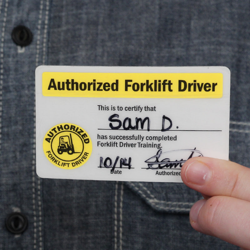 A forklift is a powered, mechanical device that is used to move or lift loads. Forklift Certification Wallet Card Template Ahoy Comics