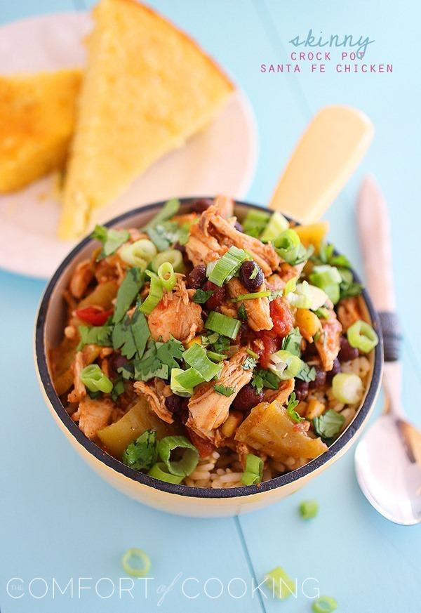 Filled with chicken, bacon and potato, it's delicious and hearty enough to satisfy everyone in your crew. Skinny Crock Pot Santa Fe Chicken The Comfort Of Cooking