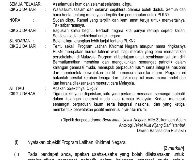 Contoh Soalan Novel Bahasa Melayu Spm - Contoh Enak