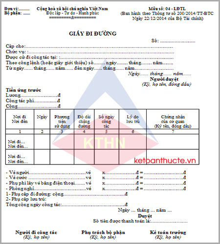 Check spelling or type a new query. Máº«u Giáº¥y Ä'i Ä'Æ°á»ng Va Cach Láº­p Theo Thong TÆ° 200
