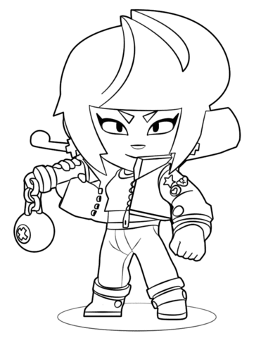 It has an outer, heavy outline and can be used as a coloring page. Brawl Stars Bibi Coloring Page Free Printable Coloring Pages