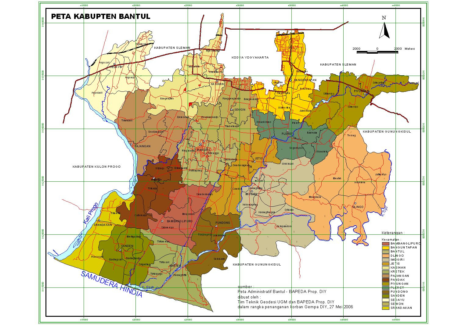 Peta Kabupaten Bantul Yogyakarta gambar daerah