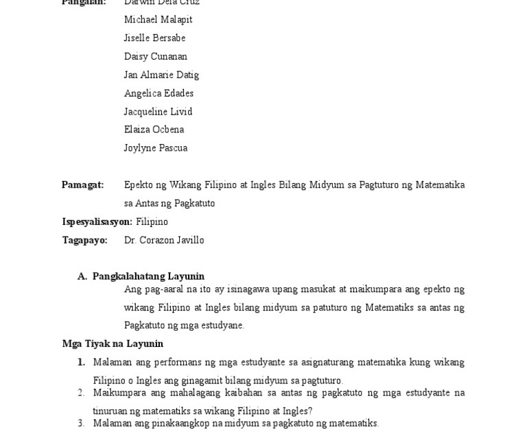 Filipino Research : THESIS FILIPINO TUNGKOL SA MAAGANG ...