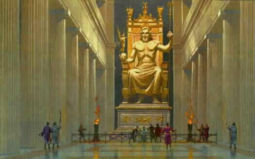 Statue of zeus, at olympia, greece, one of the seven wonders of the world.the statue was one of two masterpieces by the greek sculptor phidias (the other being the statue of athena in the parthenon) and was placed in the huge temple of zeus at olympia in western greece. Rdm Die 7 Weltwunder Das Bildnis Des Zeus
