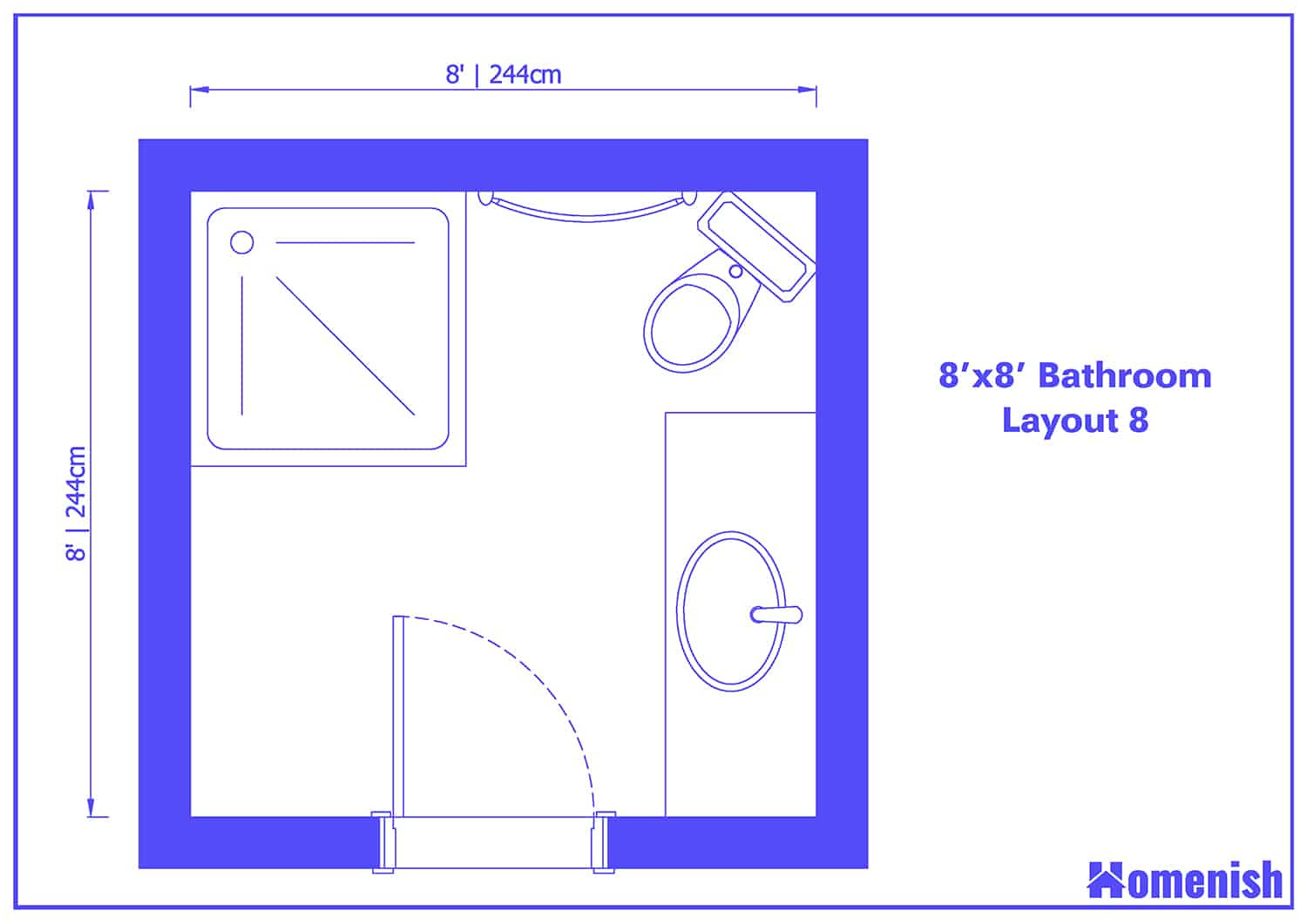 If you're designing your tiny bathroom from scratch (or remodeling), consider a tiny corner sink. 9 Best 8 X 8 Bathroom Layout Plans For Small Space 9 Designs Drawings Homenish