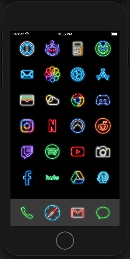 Neon Red Whatsapp App Icon