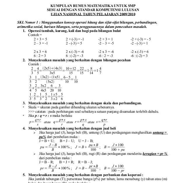 Kumpulan Rumus Matematika Un Smp Libra Quotes