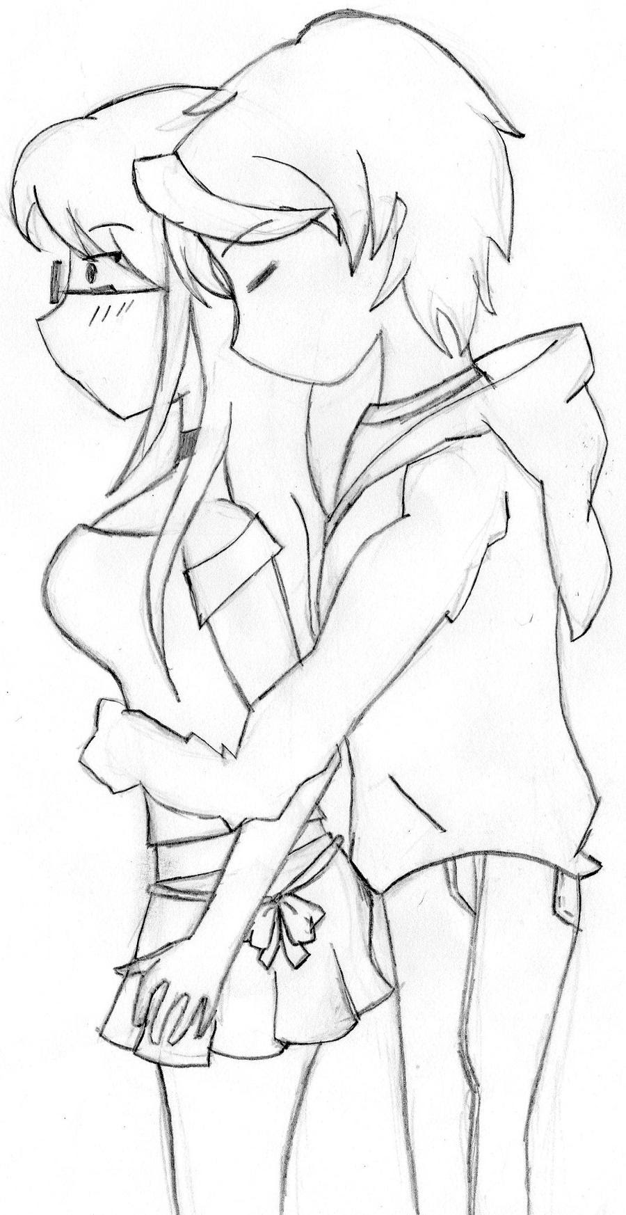 Orasnap Anime Boy And Girl Hugging Drawing