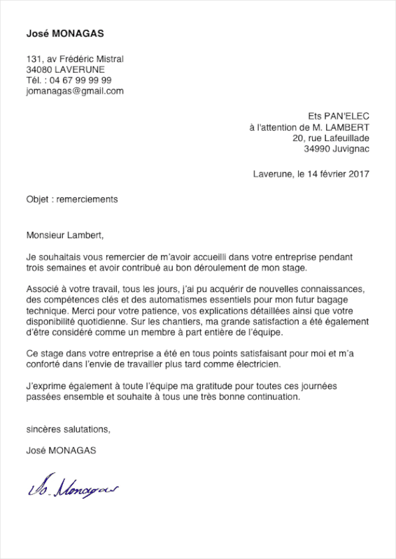 La lettre de remerciement est un outil qui facilite la création et le maintien de bons contacts sur le marché du travail. Ecrire Une Lettre De Remerciement De Stage