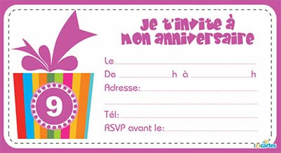 Carte D Invitation D Anniversaire Fille 9 Ans Wizzyloremaria Official